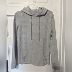 G H Bass & Co small women's hoodie gray and white striped